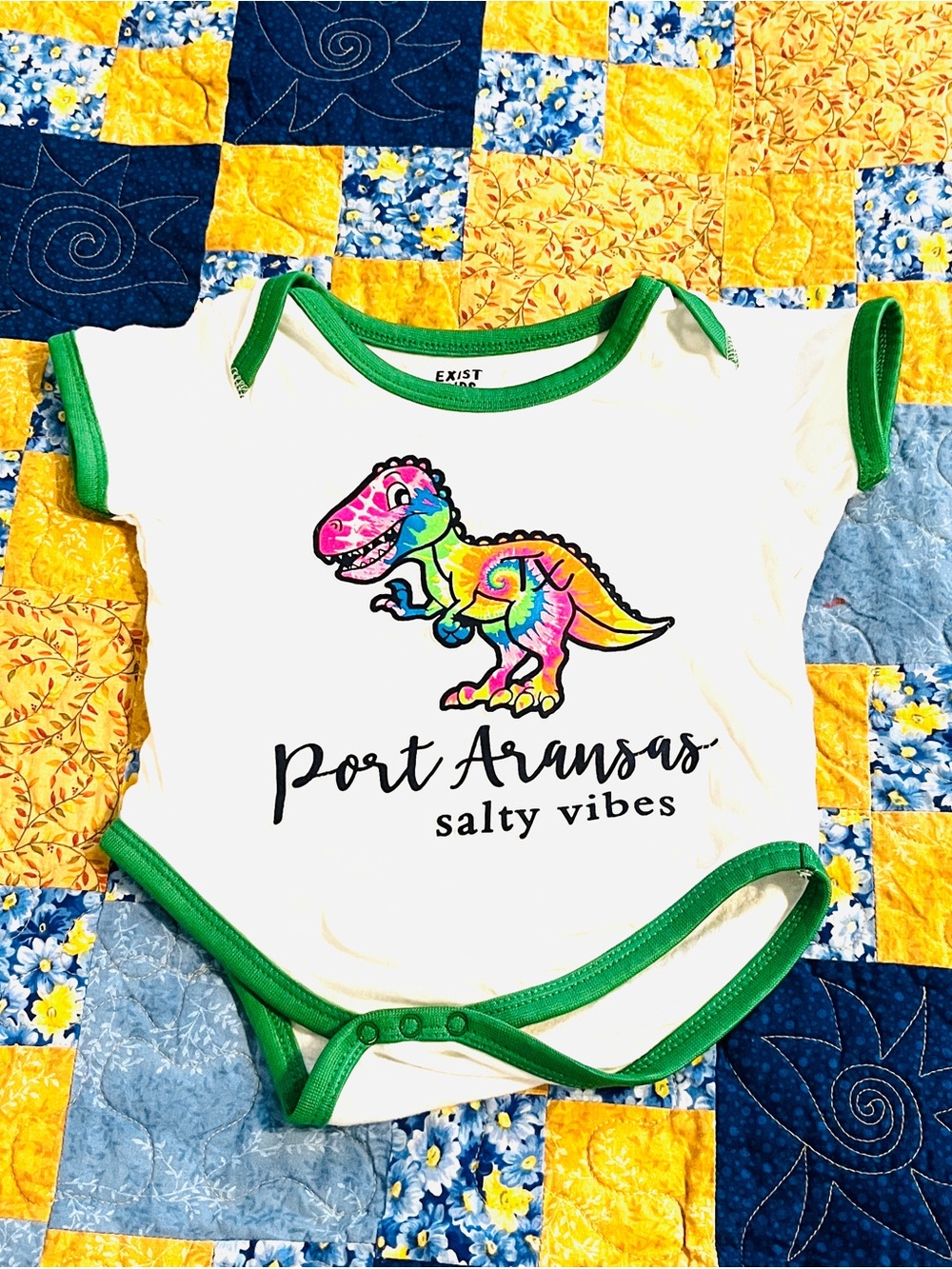Port Aransas Tie Dye Dino Onesie Size 18m